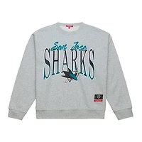 Women's Mitchell & Ness  Heather Gray San Jose Sharks Hockey Night Sweatshirt