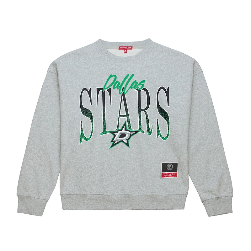 Women's Mitchell & Ness  Heather Gray Dallas Stars Hockey Night Sweatshirt