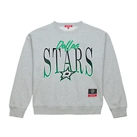 Women's Mitchell & Ness  Heather Gray Dallas Stars Hockey Night Sweatshirt