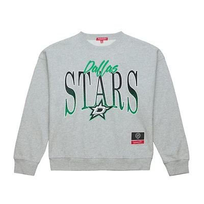 Women's Mitchell & Ness Heather Gray Dallas Stars Hockey Night Sweatshirt