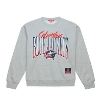 Women's Mitchell & Ness  Heather Gray Columbus Blue Jackets Hockey Night Sweatshirt