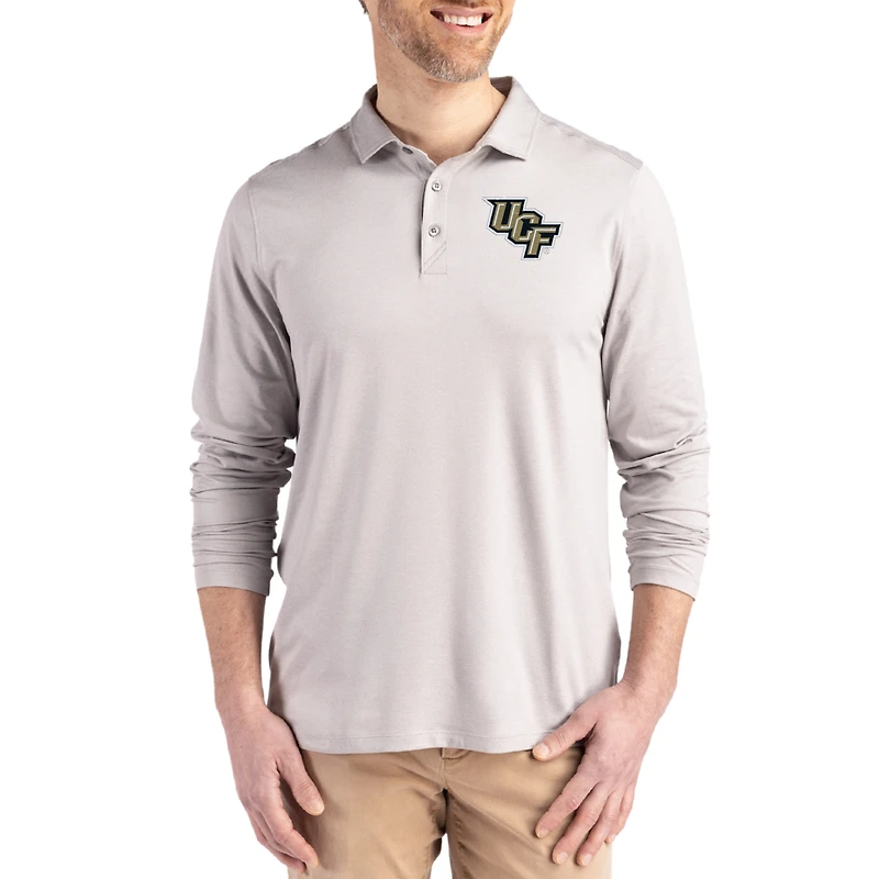 Men's Cutter & Buck  Gray UCF Knights Primary Coastline Epic Comfort Long-Sleeve Polo