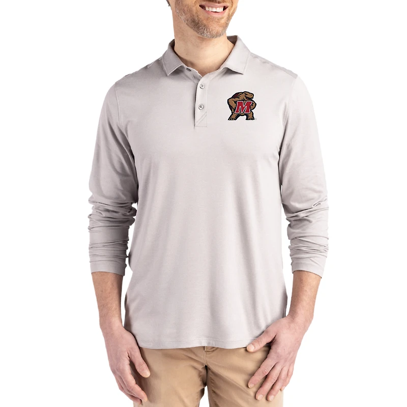Men's Cutter & Buck  Gray Maryland Terrapins Primary Coastline Epic Comfort Long-Sleeve Polo