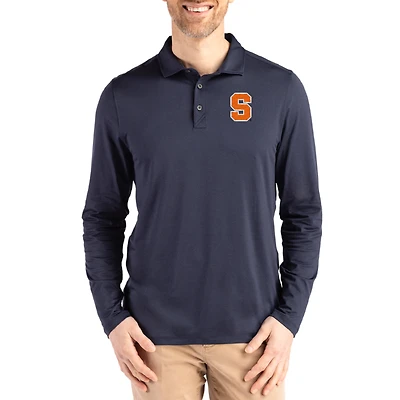 Men's Cutter & Buck  Navy Syracuse Orange Primary Coastline Epic Comfort Long-Sleeve Polo