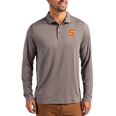Men's Cutter & Buck  Gray Syracuse Orange Primary Coastline Epic Comfort Long-Sleeve Polo
