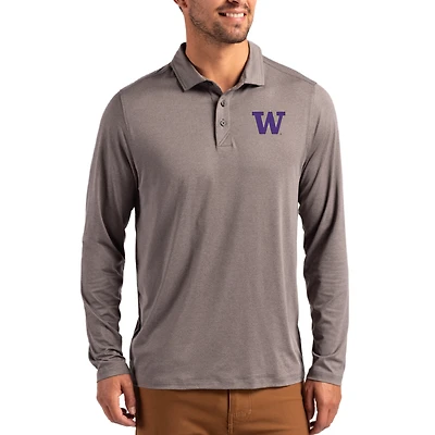 Men's Cutter & Buck  Gray Washington Huskies Primary Coastline Epic Comfort Long-Sleeve Polo