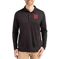 Men's Cutter & Buck  Black Nebraska Huskers Alumni Coastline Epic Comfort Long-Sleeve Polo