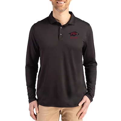 Men's Cutter & Buck  Black Arkansas Razorbacks Alumni Coastline Epic Comfort Long-Sleeve Polo