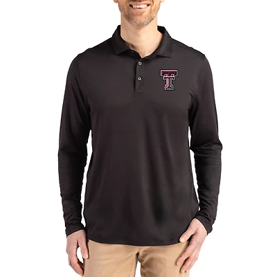 Men's Cutter & Buck  Black Texas Tech Red Raiders Primary Coastline Epic Comfort Long-Sleeve Polo