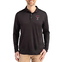 Men's Cutter & Buck  Black Texas Tech Red Raiders Primary Coastline Epic Comfort Long-Sleeve Polo