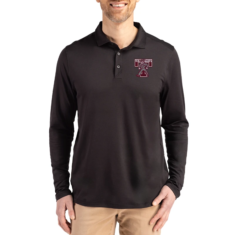 Men's Cutter & Buck  Black Texas A&M Aggies Vault Coastline Epic Comfort Long-Sleeve Polo