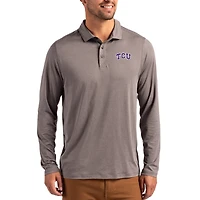Men's Cutter & Buck  Gray TCU Horned Frogs Primary Coastline Epic Comfort Long-Sleeve Polo