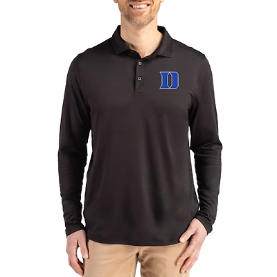 Men's Cutter & Buck  Black Duke Blue Devils Primary Coastline Epic Comfort Long-Sleeve Polo