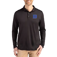 Men's Cutter & Buck  Black Duke Blue Devils Primary Coastline Epic Comfort Long-Sleeve Polo