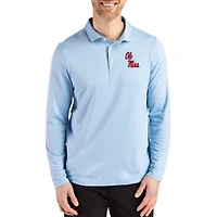 Men's Cutter & Buck  Powder Blue Ole Miss Rebels Primary Coastline Epic Comfort Long-Sleeve Polo