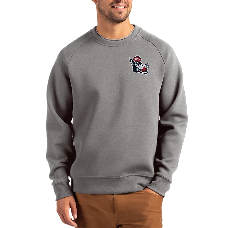 Men's Cutter & Buck Gray NC State Wolfpack Roam Recycled Pullover