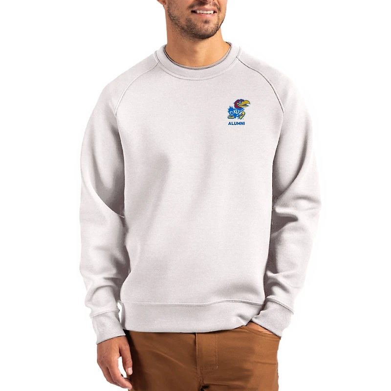 Men's Cutter & Buck Gray Kansas Jayhawks Roam Recycled Pullover