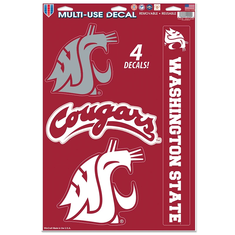 WinCraft Washington State Cougars Primary 11'' x 17'' Multi-Use Decal Sheet