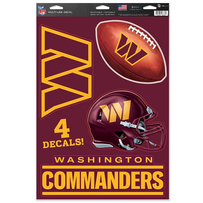 WinCraft Washington Commanders Primary 11'' x 17'' Multi-Use Decal Sheet