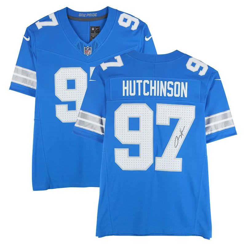 Aidan Hutchinson Detroit Lions Autographed Blue Nike Vapor F.U.S.E. Limited Jersey