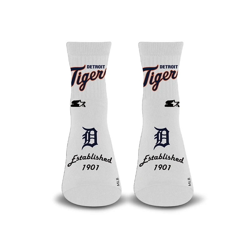 Unisex Starter White Detroit Tigers Established Stencil Quarter Socks