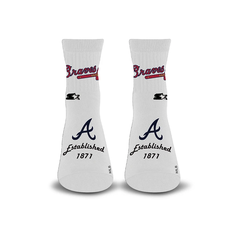 Unisex Starter White Atlanta Braves Established Stencil Quarter Socks