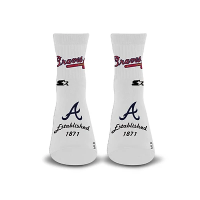 Unisex Starter White Atlanta Braves Established Stencil Quarter Socks