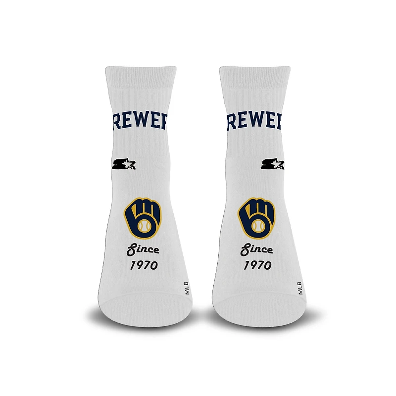 Unisex Starter  White Milwaukee Brewers Established Stencil Quarter Socks