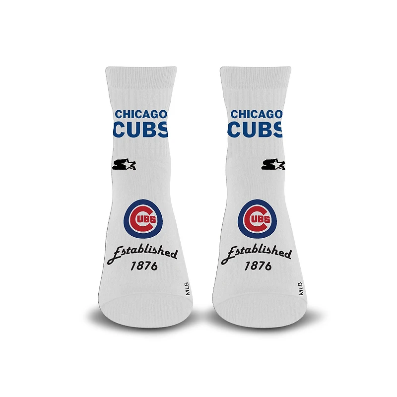 Unisex Starter White Chicago Cubs Established Stencil Quarter Socks