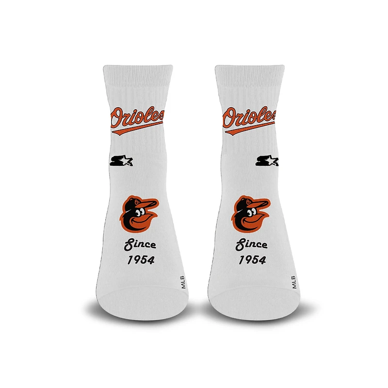 Unisex Starter White Baltimore Orioles Established Stencil Quarter Socks