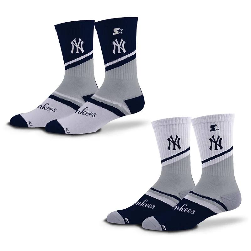 Unisex Starter Navy/Gray New York Yankees Old School Two-Pack Crew Socks Set