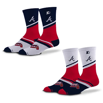Unisex Starter  Navy/Red Atlanta Braves Old School Two-Pack Crew Socks Set