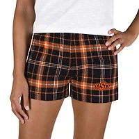 Women's Concepts Sport Black/Orange Oklahoma State Cowboys Ultimate Flannel Shorts