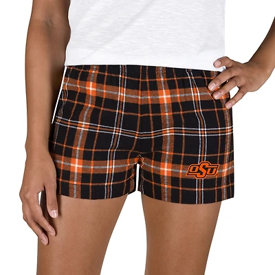 Women's Concepts Sport Black/Orange Oklahoma State Cowboys Ultimate Flannel Shorts
