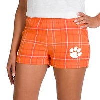 Women's Concepts Sport Orange/White Clemson Tigers Ultimate Flannel Shorts