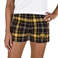 Women's Concepts Sport Black/Gold Iowa Hawkeyes Ultimate Flannel Shorts