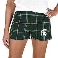 Women's Concepts Sport Green/Black Michigan State Spartans Ultimate Flannel Shorts
