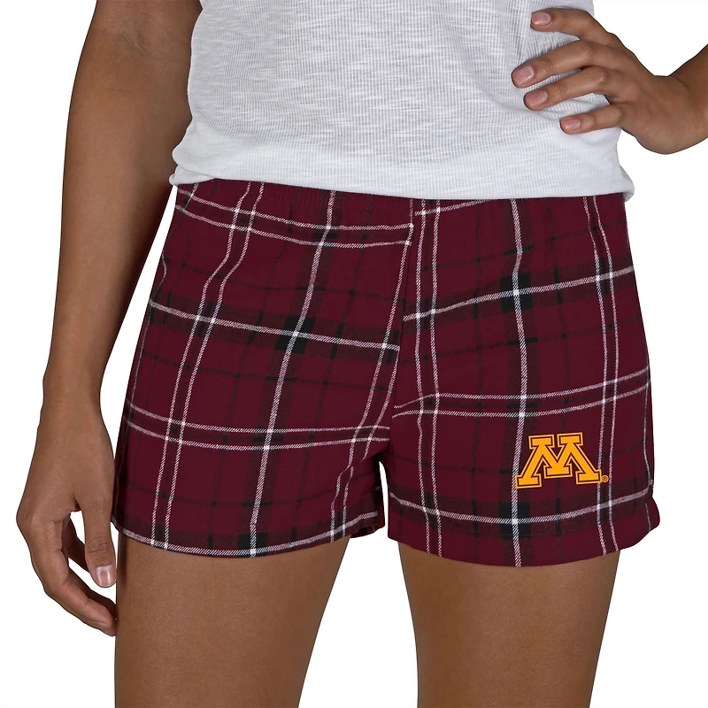 Women's Concepts Sport Maroon/Black Minnesota Golden Gophers Ultimate Flannel Shorts