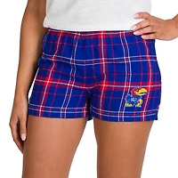 Women's Concepts Sport Royal/Red Kansas Jayhawks Ultimate Flannel Shorts
