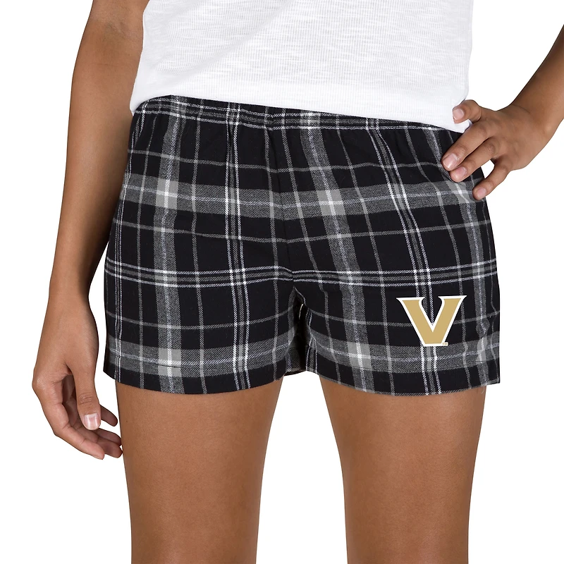 Women's Concepts Sport Black/Gray Vanderbilt Commodores Ultimate Flannel Shorts