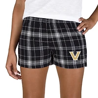 Women's Concepts Sport Black/Gray Vanderbilt Commodores Ultimate Flannel Shorts