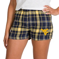Women's Concepts Sport Navy/Gold West Virginia Mountaineers Ultimate Flannel Shorts