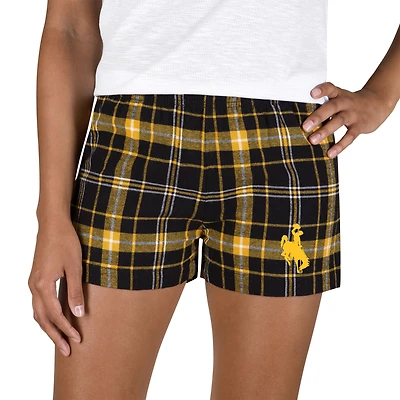 Women's Concepts Sport Black/Gold Wyoming Cowboys Ultimate Flannel Shorts