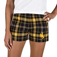 Women's Concepts Sport Black/Gold Wyoming Cowboys Ultimate Flannel Shorts
