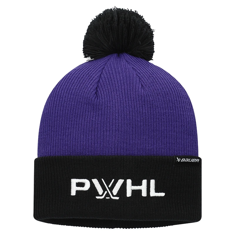 Unisex Purple PWHL Merchandise Two-Tone Knit Hat With Pom