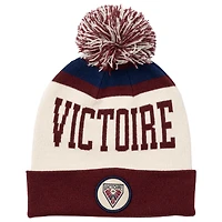 Unisex  Maroon/Tan Montreal Victoire Patch Cuffed Knit Hat with Pom