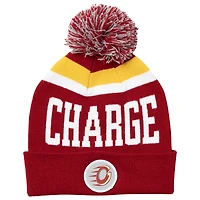 Unisex  Red Ottawa Charge Patch Cuffed Knit Hat with Pom