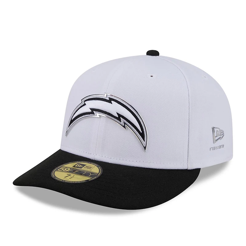 Men's New Era White/Black Los Angeles Chargers 2026 NFL Draft Pre-Curved 59FIFTY Fitted Hat