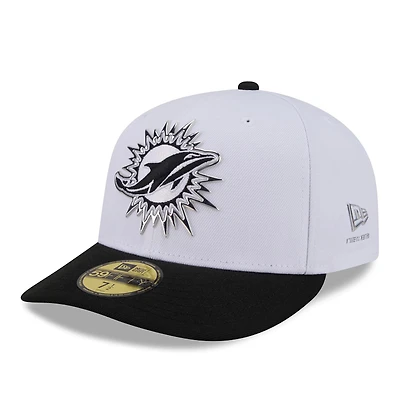 Men's New Era White/Black Miami Dolphins 2026 NFL Draft Pre-Curved 59FIFTY Fitted Hat