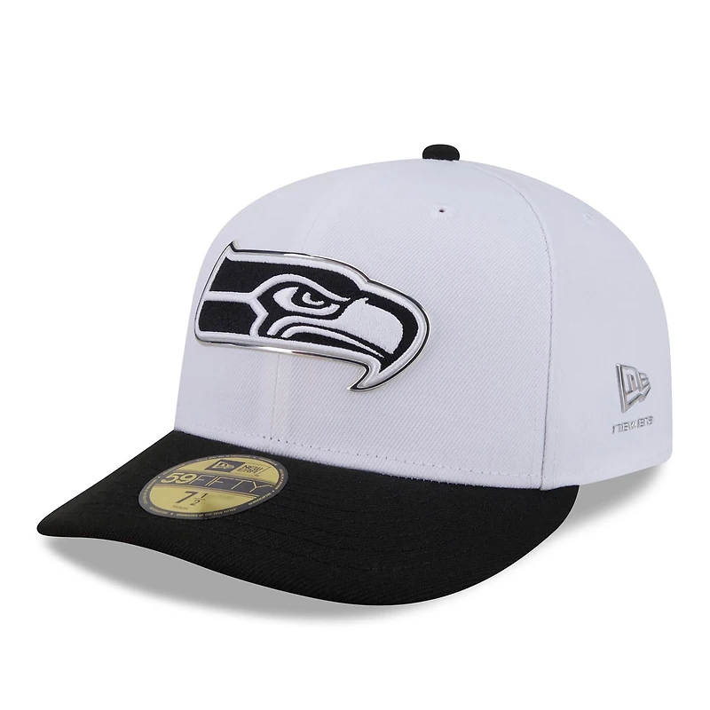 Men's New Era White/Black Seattle Seahawks 2026 NFL Draft Pre-Curved 59FIFTY Fitted Hat